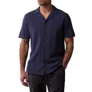 The Normal Brand Men's Navy Cotton Pique Camp Shirt Size XL